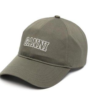 GANNI logo-embroidered cotton cap